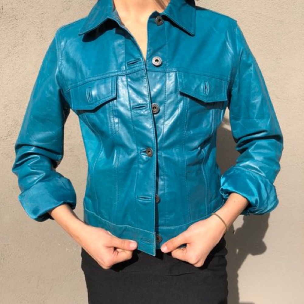 Teal Gap Leather Jacket